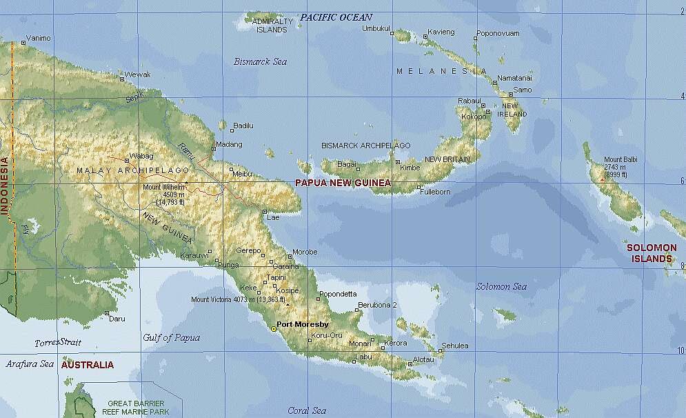 Остров новая гвинея на карте океанов. Остров Папуа новая Гвинея на карте. Остров новая Гвинея физическая карта. Остров новая Гвинея на карте.