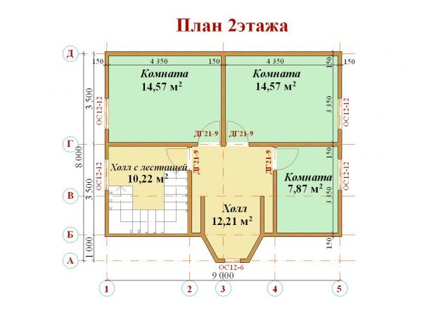 Планировка 2 этажа дома для оптимистов 7 на 9