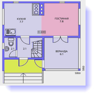 планировка дома 6x6