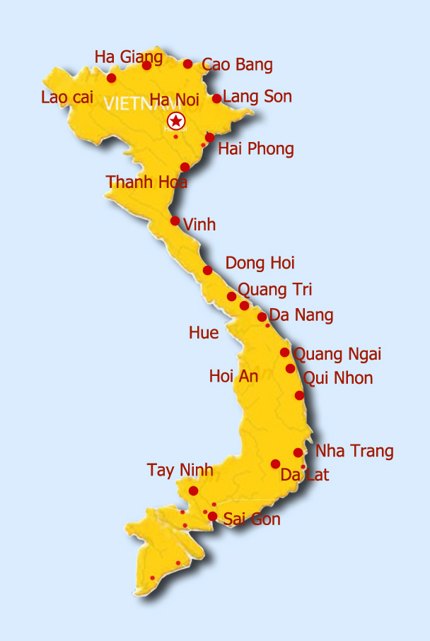 Карта вьетнама на русском языке с достопримечательностями