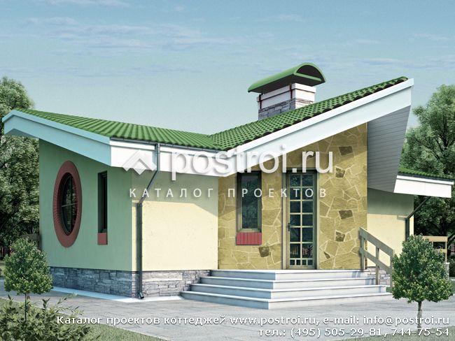 Проект дачного дома с террасой № T-061-1K