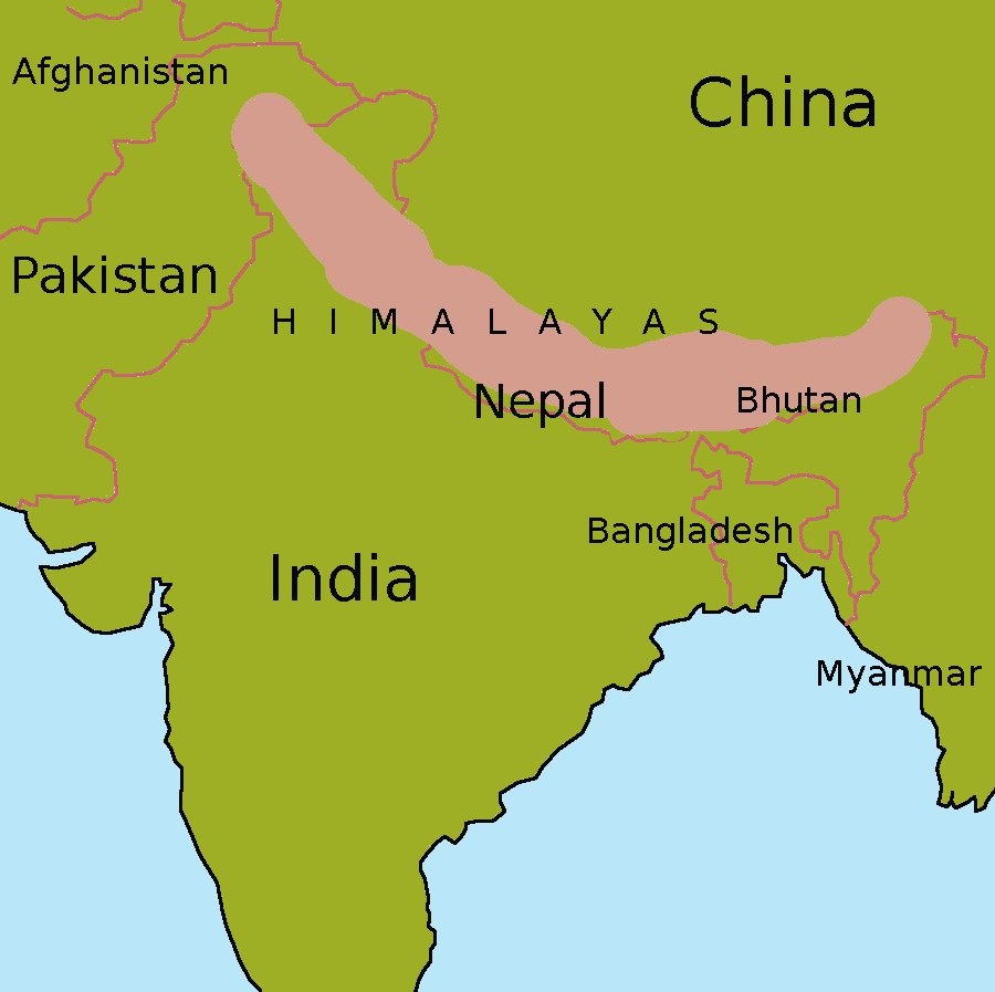 Показать на карте гималаи. Гималаи на карте Индии. Гималайские горы на карте Индии. Гималайские горы расположение на карте.