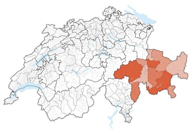 кантон Граубюнден на карте Швейцарии