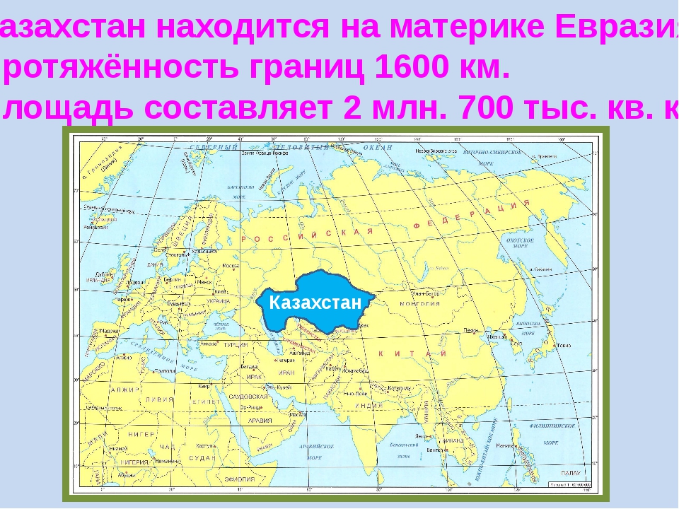 На каком материке находится восточная. Расположение Казахстана на материке.