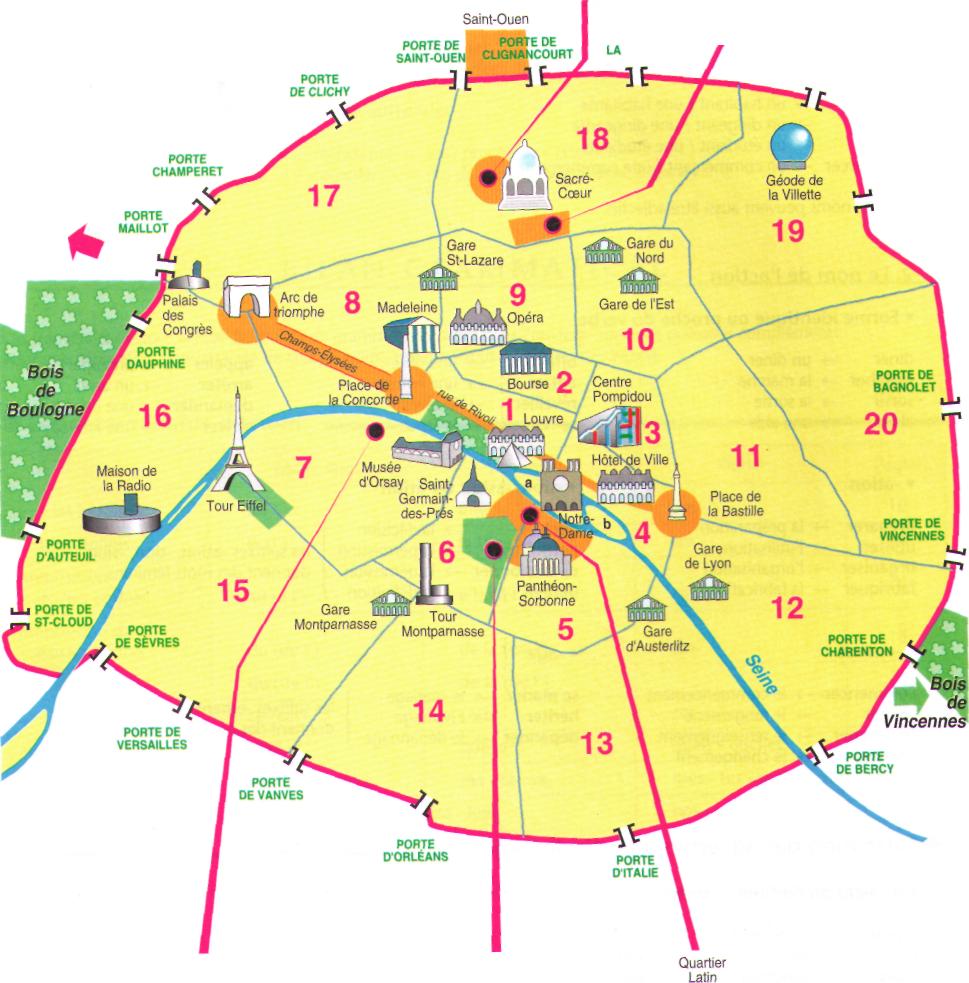 Париж карта достопримечательности