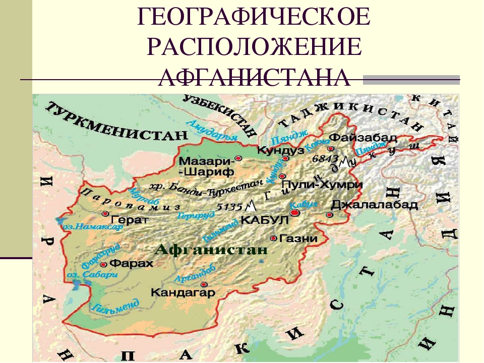 Географическая карта афганистана на русском языке крупная