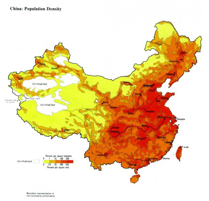 плотность населения в китае