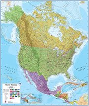 Grenada On a Large Wall Map of North America