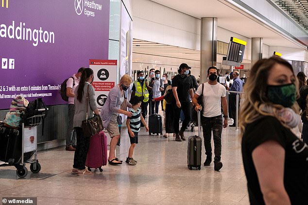 From 4am this morning, anyone arriving in the UK from Croatia must self-isolate for 14 days after a spike in coronavirus cases at the popular holiday destination. Pictured: Heathrow Airport today