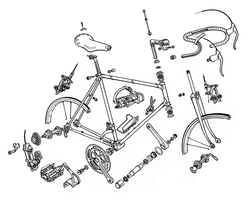 Строение скоростного велосипеда схема