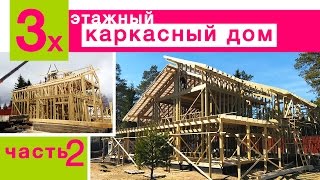 3-х этажный каркасный дом. Видеообзор каркаса. АртСтрой. Часть 2