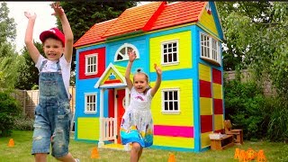 DIY 2 этажный ДОМ 4 комнатный для детей и РУМ ТУР или Pretend Play in DIY Playhouse for children