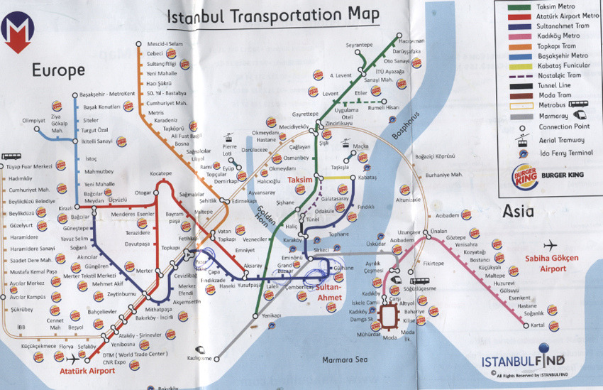 Схема метрополитена в стамбуле