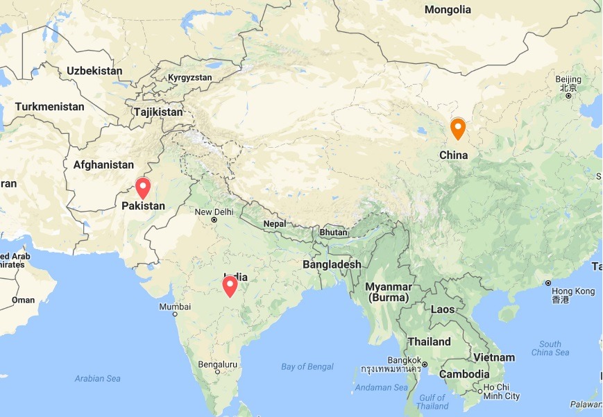 Пакистан бутан. Индия Пакистан Бангладеш на карте. Пакистан Индия Китай на карте. Хайдарабад на карте Индии.