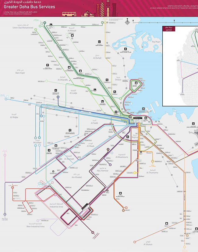 Схема автобусных линий в Дохе