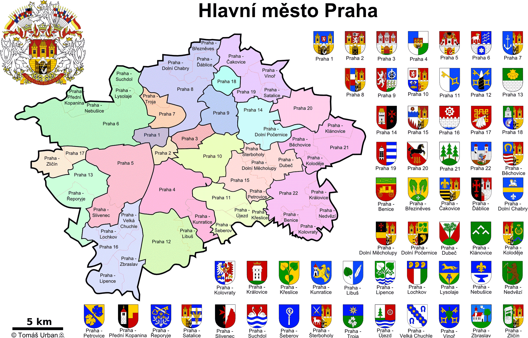 Карта районов Праги