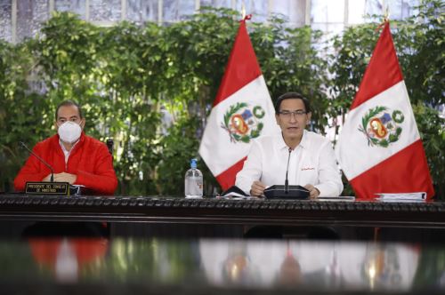 Peruvian President Martin Vizcarra holds a press conference at the Government Palace in Lima. Photo: ANDINA/Presidency of the Republic