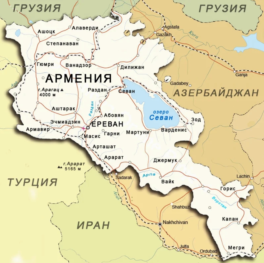 Карта армении с достопримечательностями на русском