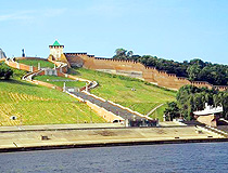 Chkalov staircase and the kremlin in Nizhny Novgorod