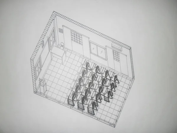 3D изометрическая классе с составление таблиц — стоковое фото