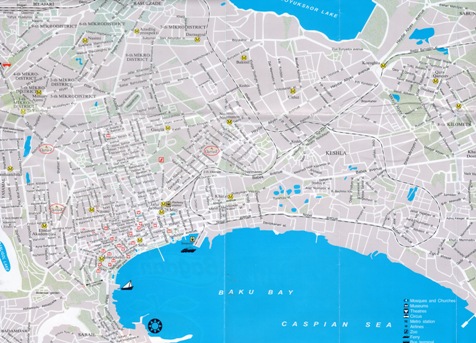 Туристическая карта Баку с достопримечательностями