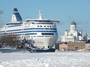 Silja Symphony and icy sea lane South Harbor Helsinki Finland.jpg