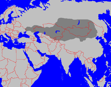 World map, with Kazakhstan in green