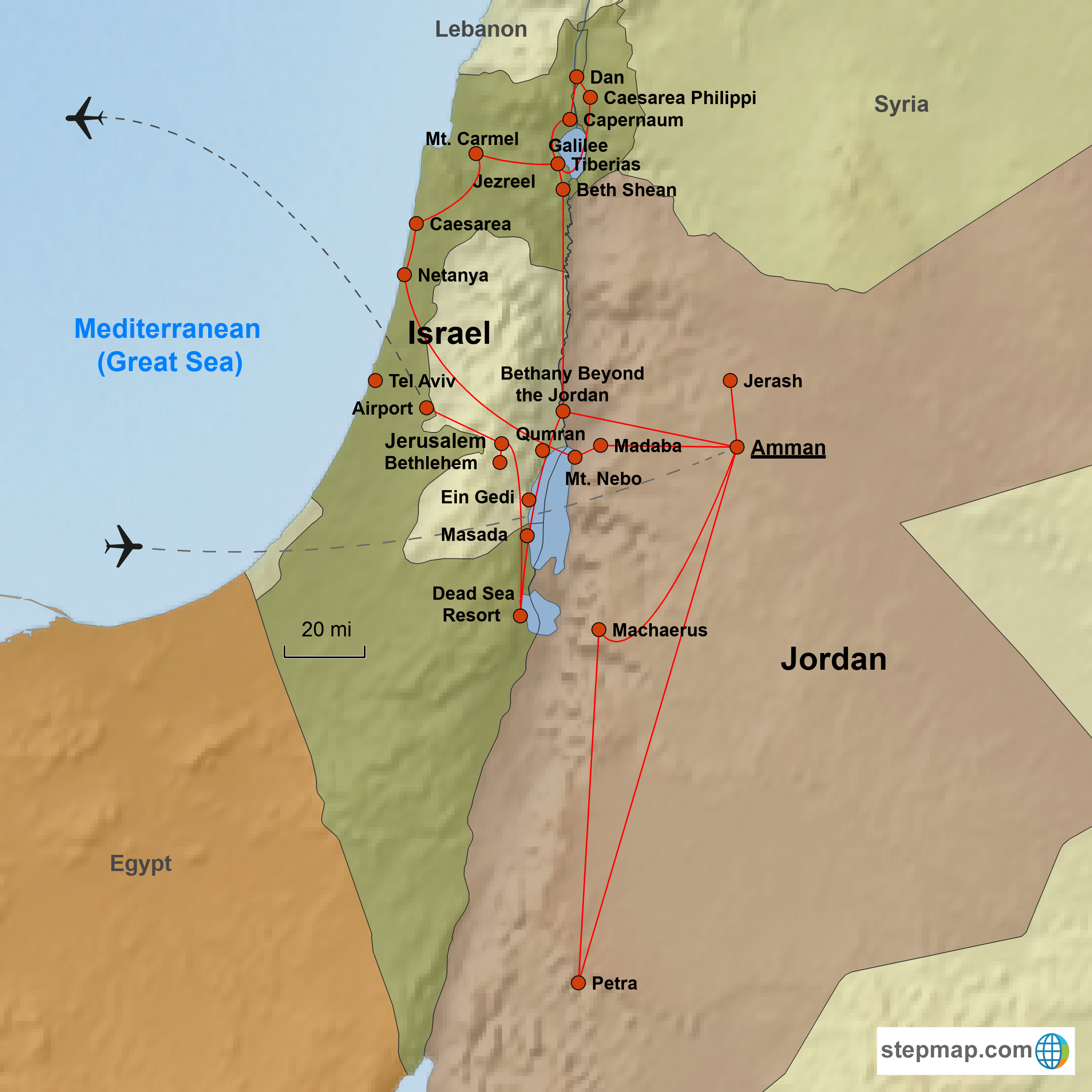 Западный берег реки Иордан на карте.