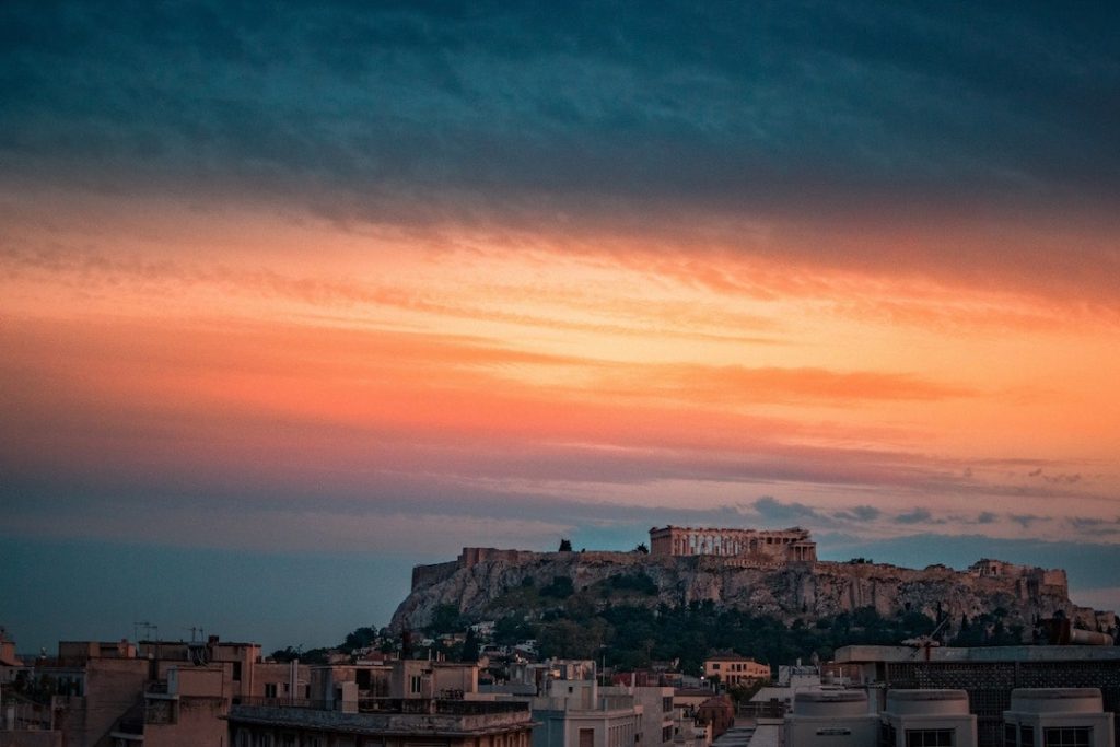 Sunset over the Acropolis in Athens, Greece