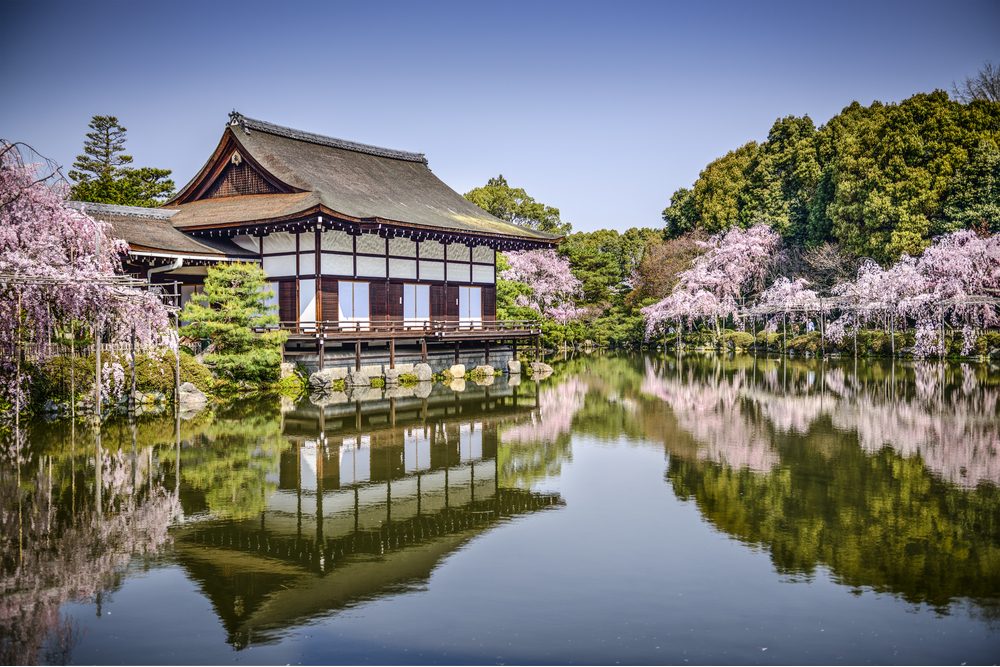 Kyoto, Japan gardens at Heian Shrine in the spring season. - Image