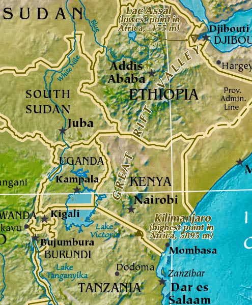 Africa great rift valley map